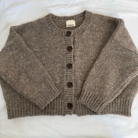 Babaa Sweaters - Babaa Wool Cardigan No 61 in Dark Mist